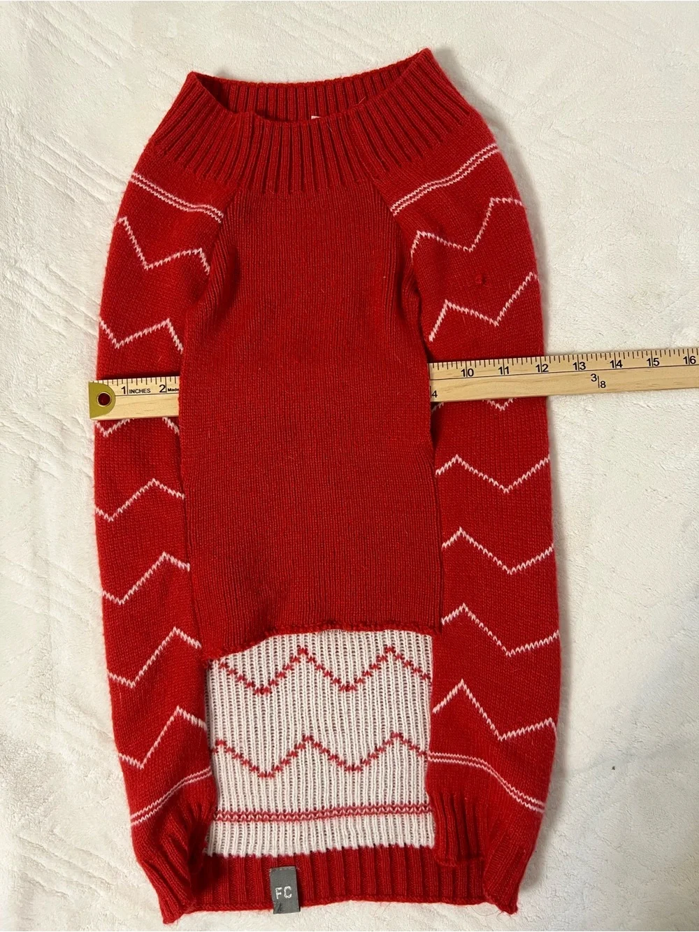 Red Holiday Dog Sweater with Christmas Tree